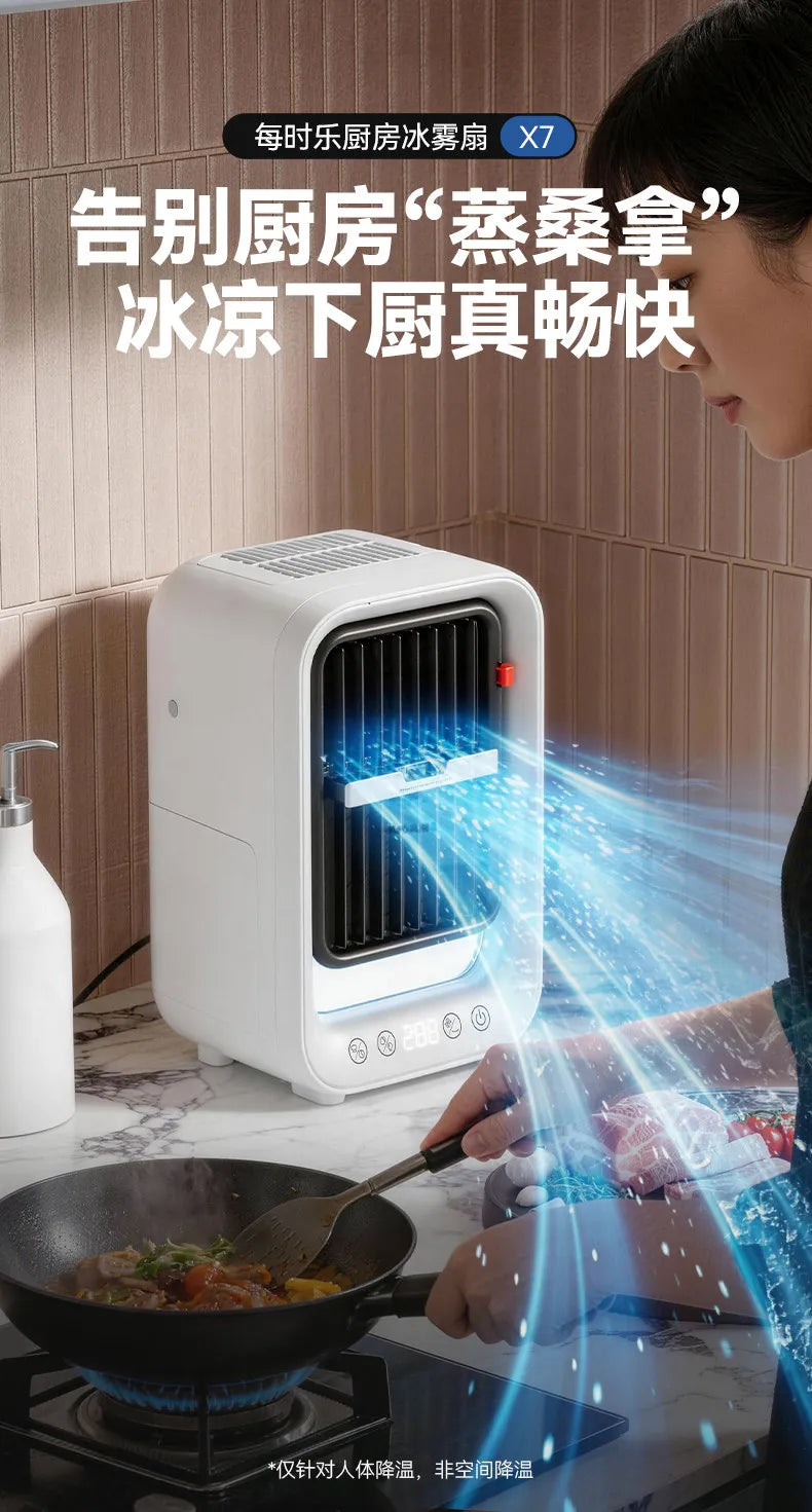 Powerful No Punch Wall Hanging Ice Mist Fan Mini Kitchen Cooling Air Conditioner Ceiling Mount Cooler Fan