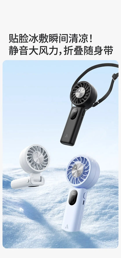 3-in-1 Foldable Hanging Neck Fan Ice Cooling Handheld Fan Silent Rechargeable Mini Fan