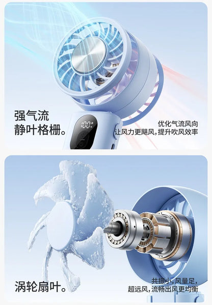 3-in-1 Foldable Hanging Neck Fan Ice Cooling Handheld Fan Silent Rechargeable Mini Fan