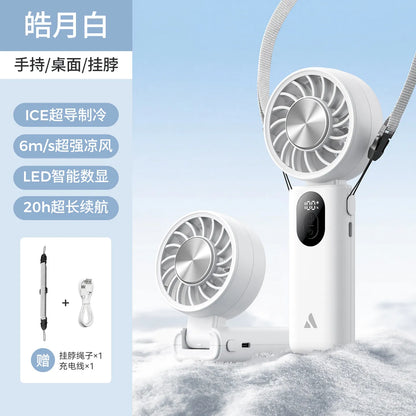 3-in-1 Foldable Hanging Neck Fan Ice Cooling Handheld Fan Silent Rechargeable Mini Fan