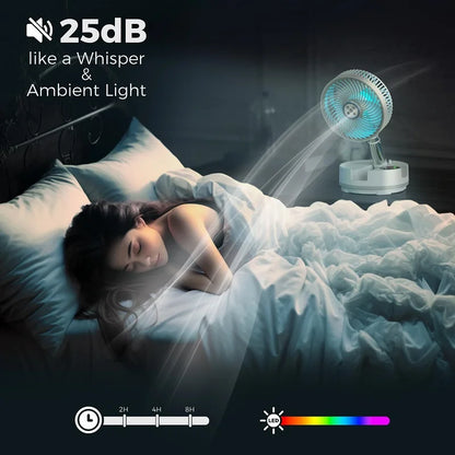 New 20000mAh Foldable Fan with Remote/Light/Timer 9 Speeds Detachable Oscillating Standing Fan Portable Rechargeable Camping Fan