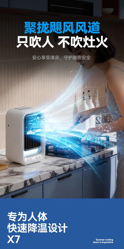 Powerful No Punch Wall Hanging Ice Mist Fan Mini Kitchen Cooling Air Conditioner Ceiling Mount Cooler Fan