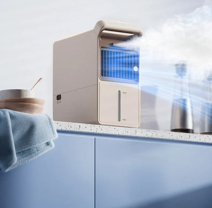 Mist Cooling Fan Portable Evaporative Air Cooler Quiet Desktop & Floor Dual Use Mini Air Conditioner Fan for Kitchen Home