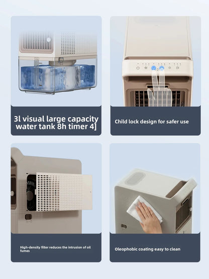 Mist Cooling Fan Portable Evaporative Air Cooler Quiet Desktop & Floor Dual Use Mini Air Conditioner Fan for Kitchen Home