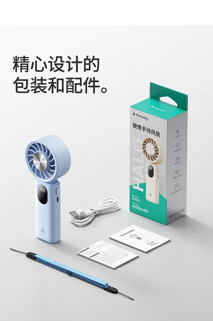 3-in-1 Foldable Hanging Neck Fan Ice Cooling Handheld Fan Silent Rechargeable Mini Fan