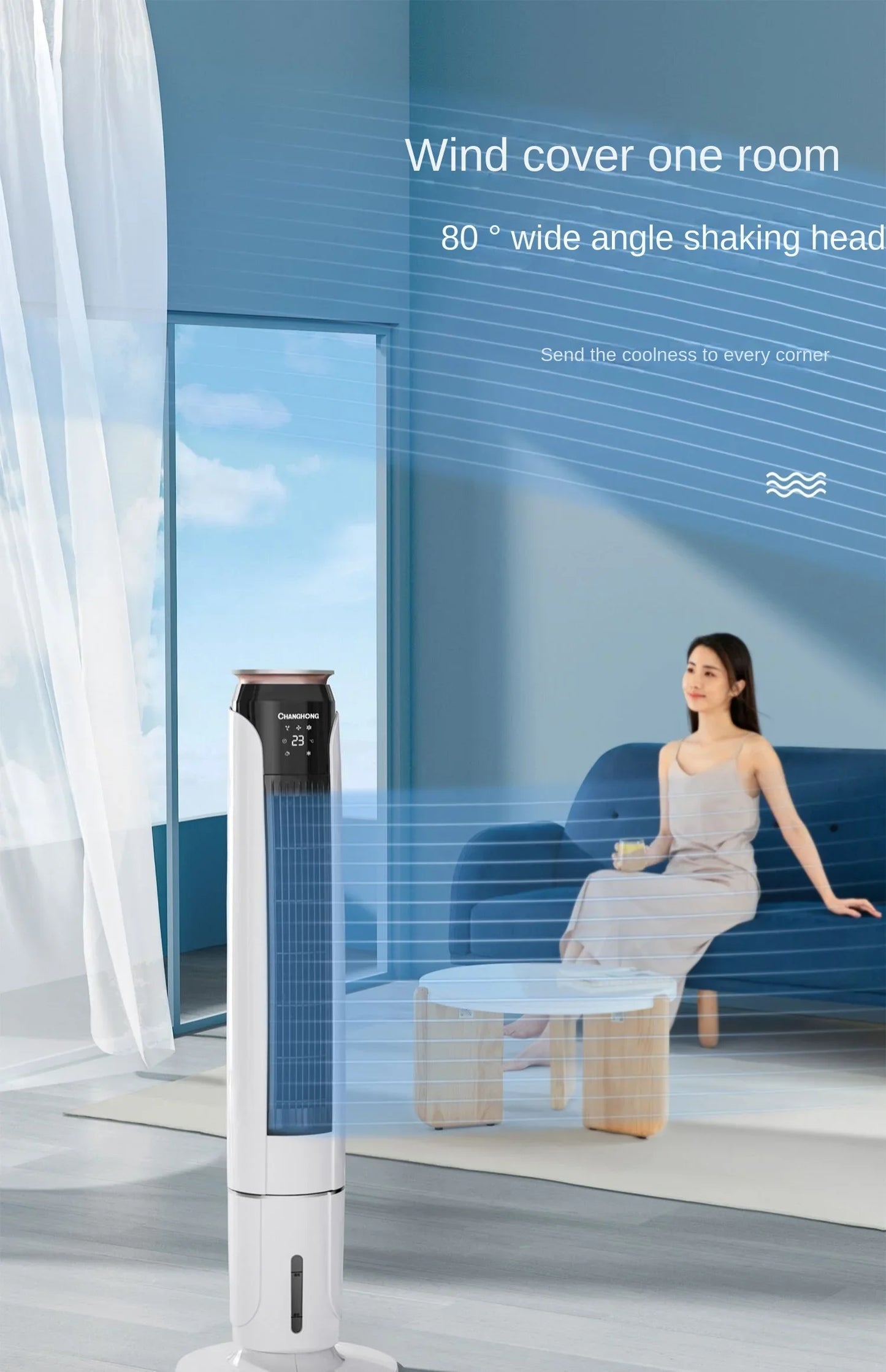 220V Portable Air Conditioning Fan with No Blades, Longhorn Cooler for Home, Office and Bedroom C