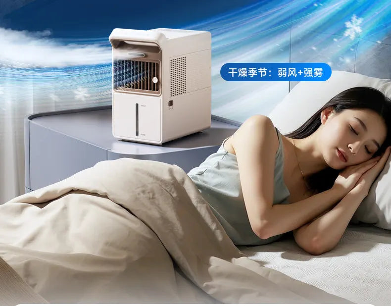 Mist Cooling Fan Portable Evaporative Air Cooler Quiet Desktop & Floor Dual Use Mini Air Conditioner Fan for Kitchen Home