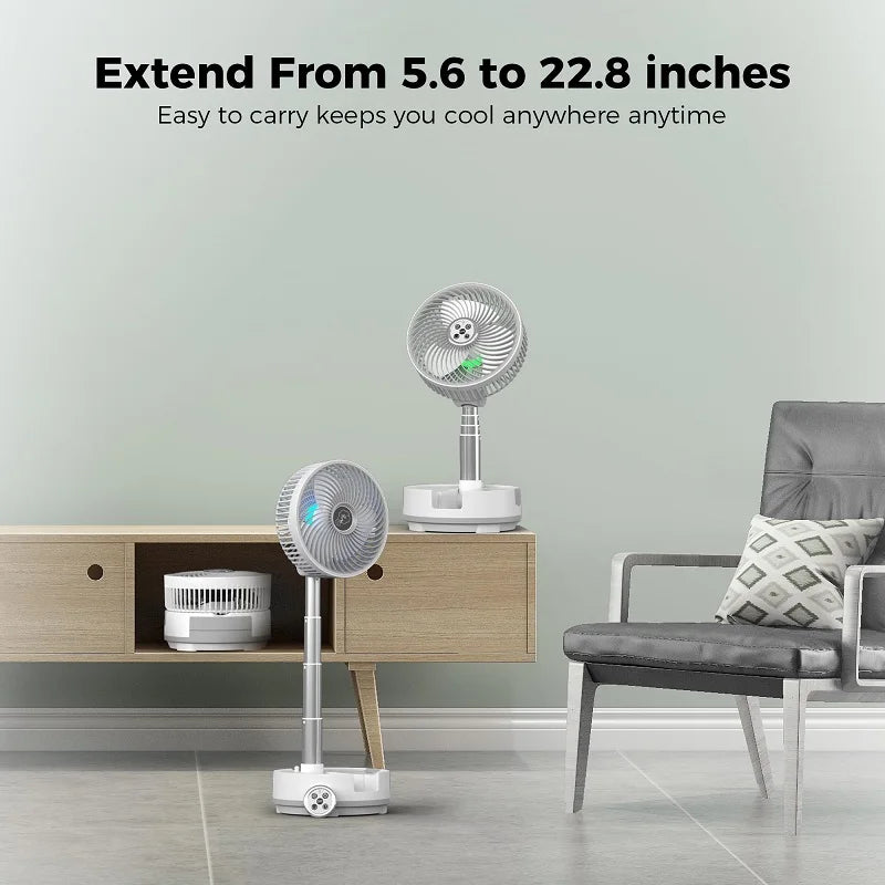 New 20000mAh Foldable Fan with Remote/Light/Timer 9 Speeds Detachable Oscillating Standing Fan Portable Rechargeable Camping Fan