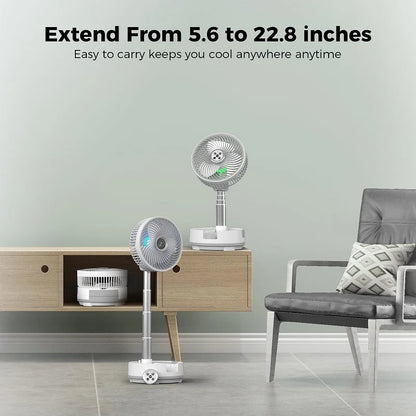 New 20000mAh Foldable Fan with Remote/Light/Timer 9 Speeds Detachable Oscillating Standing Fan Portable Rechargeable Camping Fan