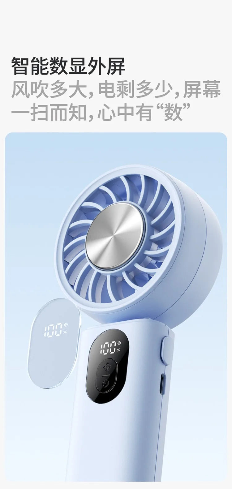 3-in-1 Foldable Hanging Neck Fan Ice Cooling Handheld Fan Silent Rechargeable Mini Fan