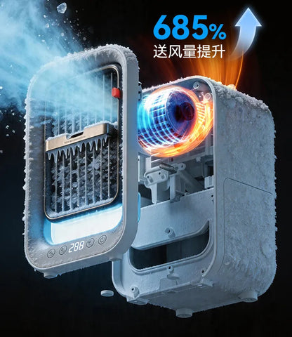 Powerful No Punch Wall Hanging Ice Mist Fan Mini Kitchen Cooling Air Conditioner Ceiling Mount Cooler Fan