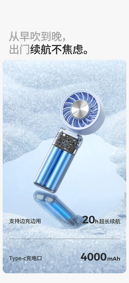 3-in-1 Foldable Hanging Neck Fan Ice Cooling Handheld Fan Silent Rechargeable Mini Fan