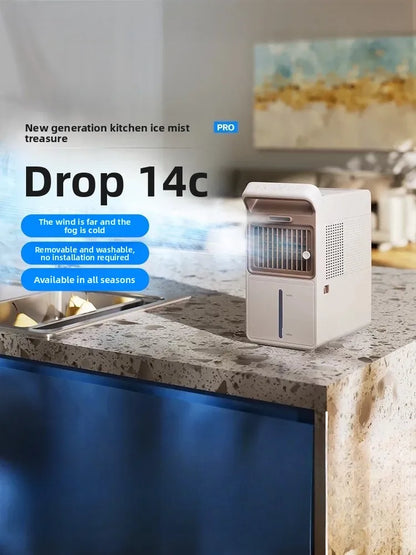 Mist Cooling Fan Portable Evaporative Air Cooler Quiet Desktop & Floor Dual Use Mini Air Conditioner Fan for Kitchen Home