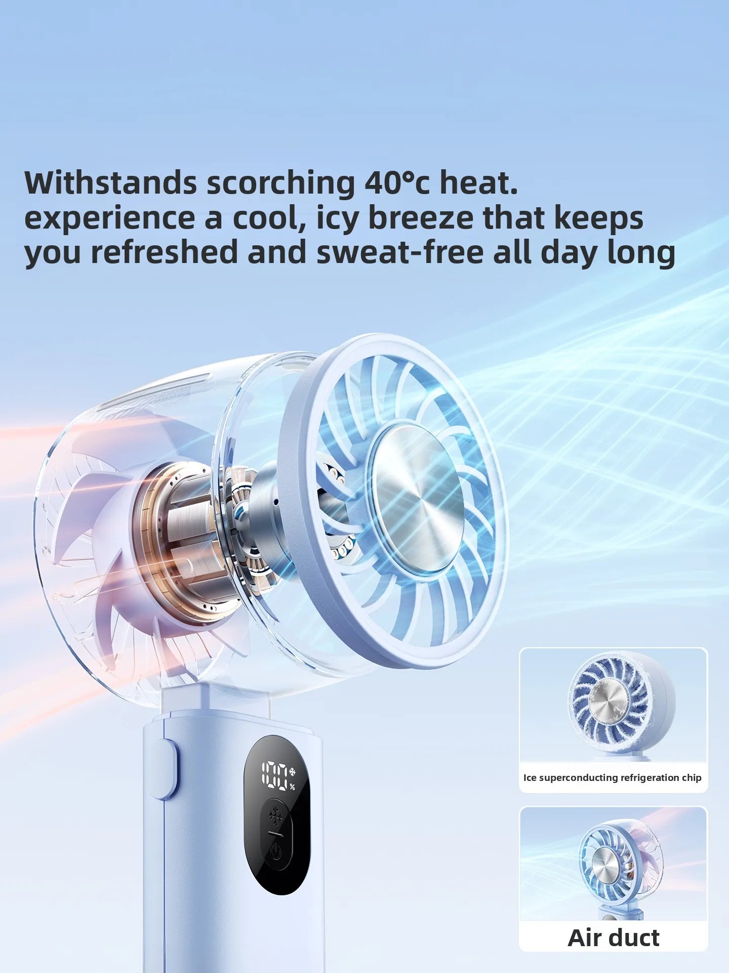 3-in-1 Foldable Hanging Neck Fan Ice Cooling Handheld Fan Silent Rechargeable Mini Fan